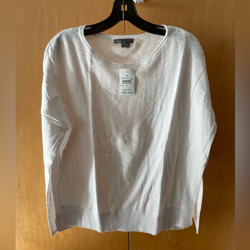 Vince long sleeve 100% cotton sweater. White, size small. New with tags!